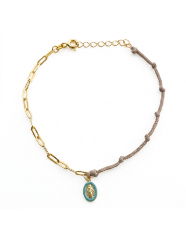 Pulseira algodão/prata...